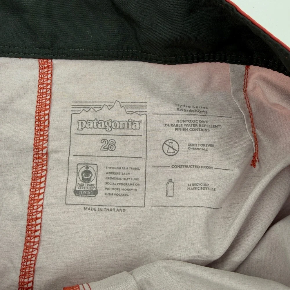 Patagonia Boardshorts Mens 28 Red Striped Hydro Series Recycled Swim Trunks